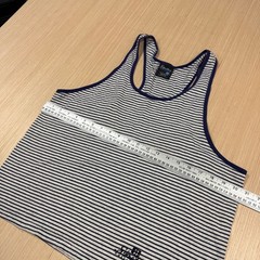 Vintage 90s Hanes Signature Striped Tank Top T Shirt Ringer Medium Stringer