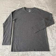 Mack Weldon Thermal Waffle-Knit Shirt Mens Large Gray Stretch Long Sleeve Wool