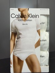 NWT Calvin Klein 3-Pack Slim Fit V-Neck T-Shirts White Men’s M 100% Cotton