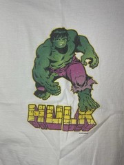 Vintage Marvel Hulk Men’s L White/Green Ringer Graphic Tee Crew Neck