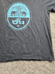 Vintage Chang Beer Thailand T Shirt Medium Men Black Short Sleeve Distressed Y2K