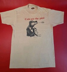 VTG 1980 “CATS ARE THE PITS!” Artwork By Larry Johnson Hanes T-Shirt Sz M 38-40