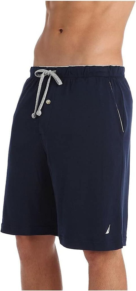 Nautica Men’s Soft Knit Elastic Waistband Sleep Lounge Short Large, Navy