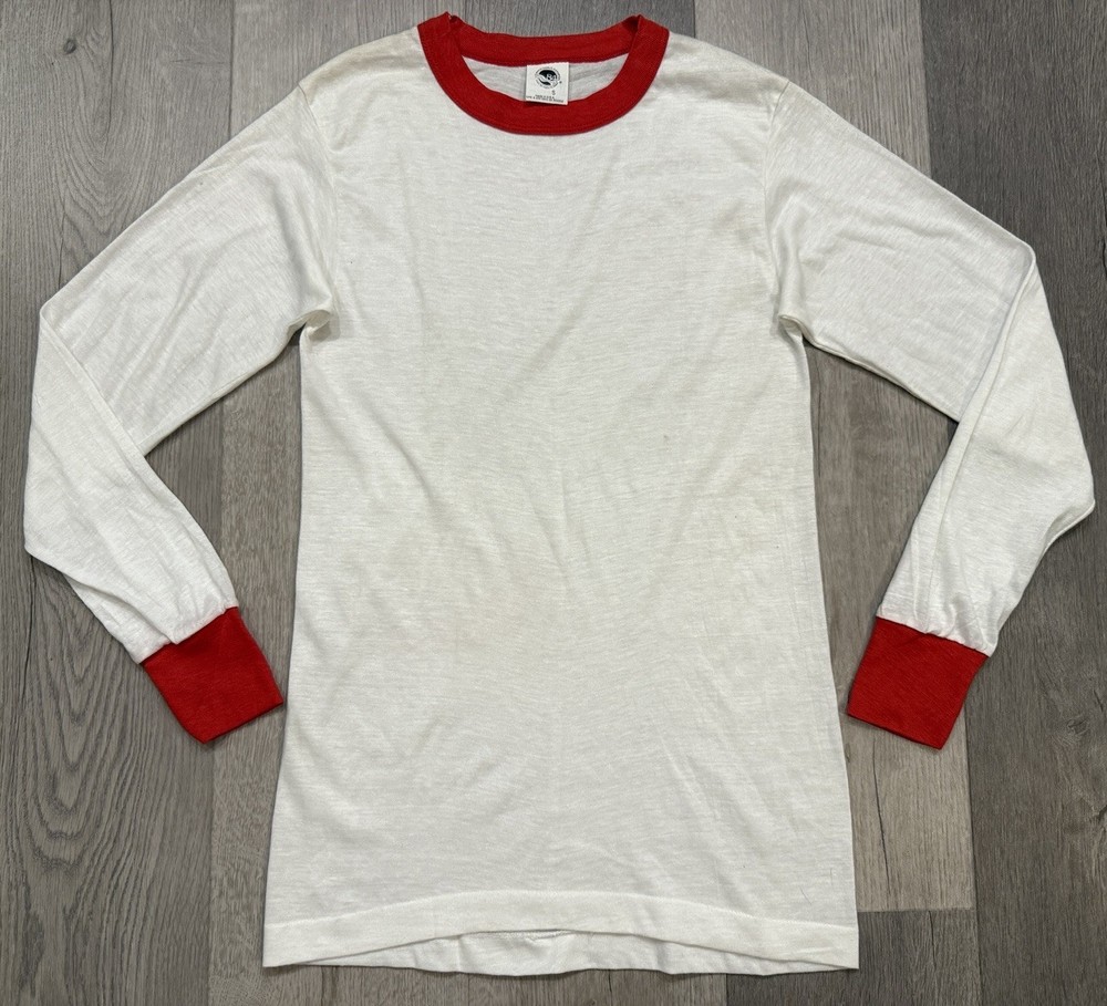 Louisiana Exposition x Tee Jays White/Red Long Sleeve Ringer T-Shirt – Small