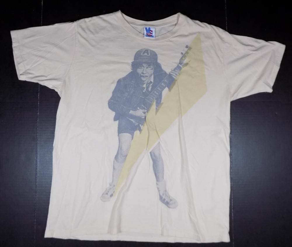 AC/DC High Voltage T Shirt Junk Food 2-Sided Angus Young Large Beige Print