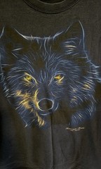 Wolf Graphic T Shirt Mens XL Navy Neon Eyes Koocanusa Resort Montana Tee Nature
