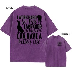 Men’s Retro Washed Oversized T-Shirt,”Labrador Retriever” Quote Print Casual Tee