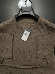 John Varvatos Luxury Shirt – Twine Brown – Raw Cut Edges – Crinkle – Vtg 2023