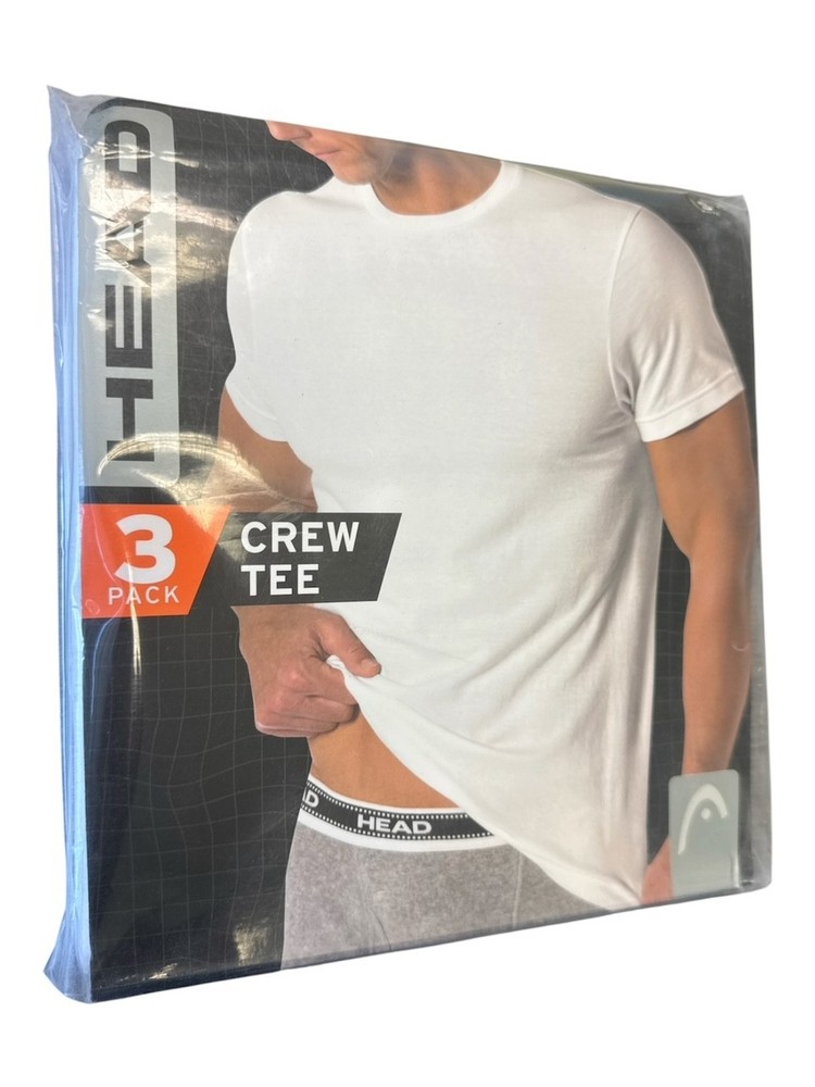 T-shirt Undershirt Crewneck HEAD 3 Pack Men’s White 100% Cotton New Small GIFT