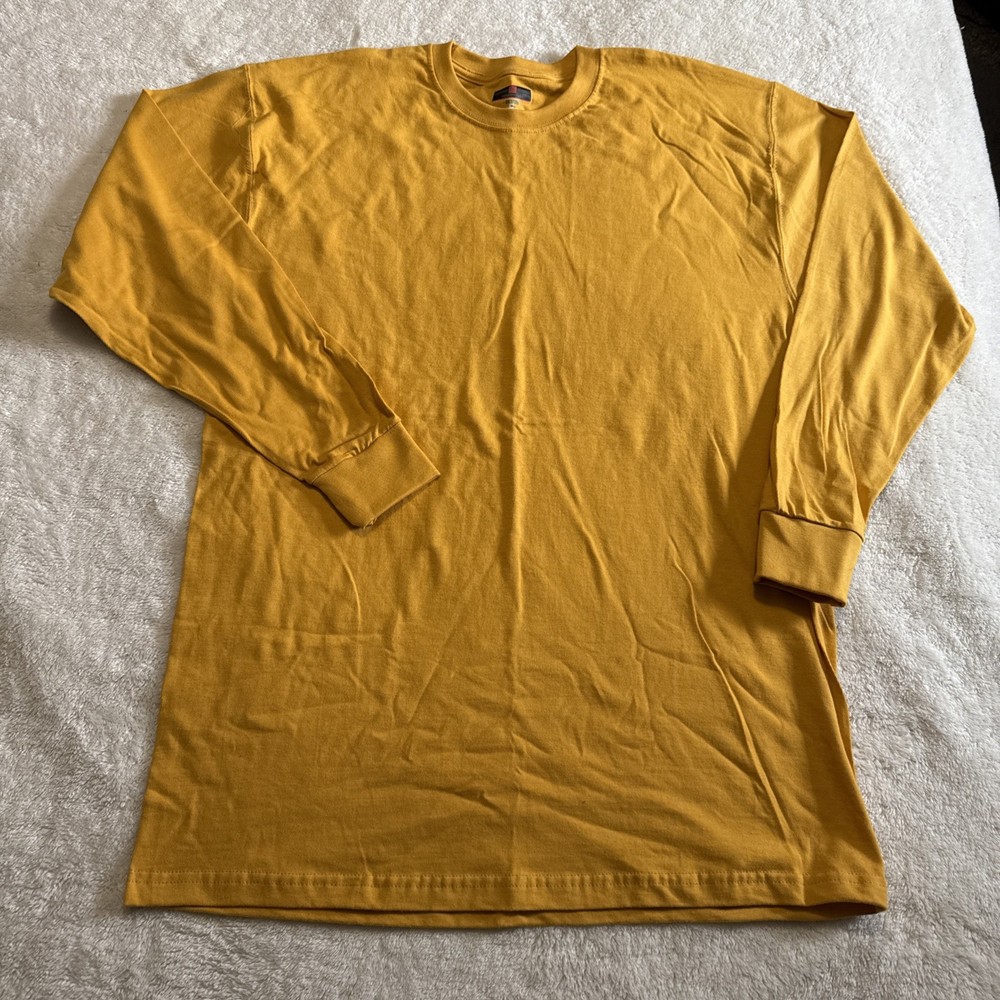 Russell Athletic Big and Tall Long Sleeve Tee Size Medium Mustard