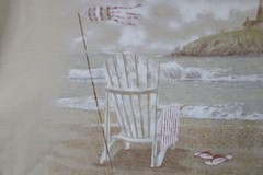 Vintage 90s Streetwear Mens XL Distressed Beach Lighthouse T-Shirt Beige Cotton