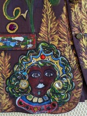 Artisan OOAK Upcycled Hand painted Blazer Jacket Colorful People Jewels 23″ PTP