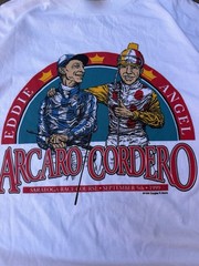 VTG 1999 Eddie Arcaro Angel Cordero Saratoga Race Course White T Shirt Men’s L