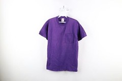 Vintage 90s Streetwear Mens Medium Faded Blank Pocket T-Shirt Purple Cotton USA