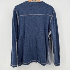 Johnston & Murphy Henley Shirt XL Blue Gray Long Sleeve Cotton Slub Knit 74-3145