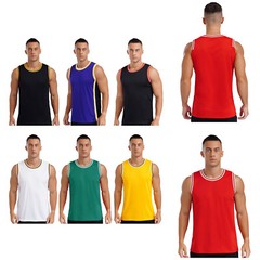 Mens Jersey Breathable Top Outdoor Vest Athletic Tank Round Neck T-shirt Gym