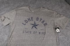 Rally Texas Grey Lonestar State of Mind Short Sleeve T-Shirt Large NWT