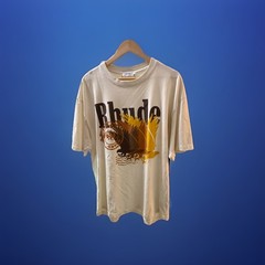 RHUDE Men’s White Graphic Logo Crewneck Short Sleeve T-Shirt Size XL