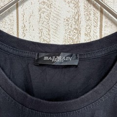 Balmain Metallic Logo Crew Neck T-Shirt Black Cotton, Kurzarm, Large Fit,