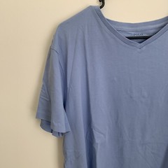 Ralph Lauren V Neck Basic T Shirt Orange Pony Logo Men’s L EUC Tee Cotton Polo