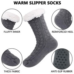 Mens Fuzzy Slipper Socks Winter Cozy Fluffy Cabin Warm Soft Fleece Lining Thi…