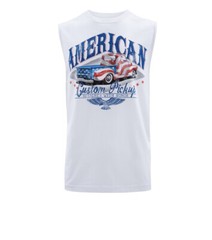 Way To Celebrate Men’s White American Custom Pickup Graphic Muscle Tank Top