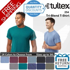 🔥 Tultex Men Tri-blend T-shirt Short Sleeve ring-spun Top Up To 3XL 254