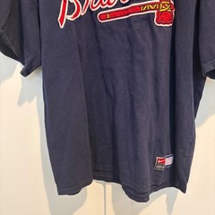 Nike Atlanta Braves T-Shirt Mens Large Navy Blue Embroidered Logo MLB Vintage