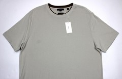 Vince Shirt Mens XL Beige Pima Cotton Double Collar Crew Neck Knit Short Sleeve