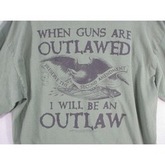 Second Amendment Militia Mens XL Long Sleeve Graphic T-Shirt Green Outlaw Eagle