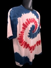 Wendy’s Promo Tee Red, White & Blue Tie Dye Spiral 100% Cotton T-Shirt Sz Large