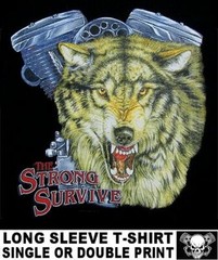 ONLY THE STRONG SURVIVE WOLF V-TWIN MOTORCYCLE ENGINE RIDER BIKER T-SHIRT WS205