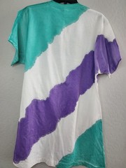 90s Style White Teal Purple T Shirt Tie Dye Single Stitch XL Jazz Like Print