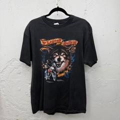 Vintage y2k The Legend Rolls On Wolf Biker tshirt Motorcycle Howling Wolf