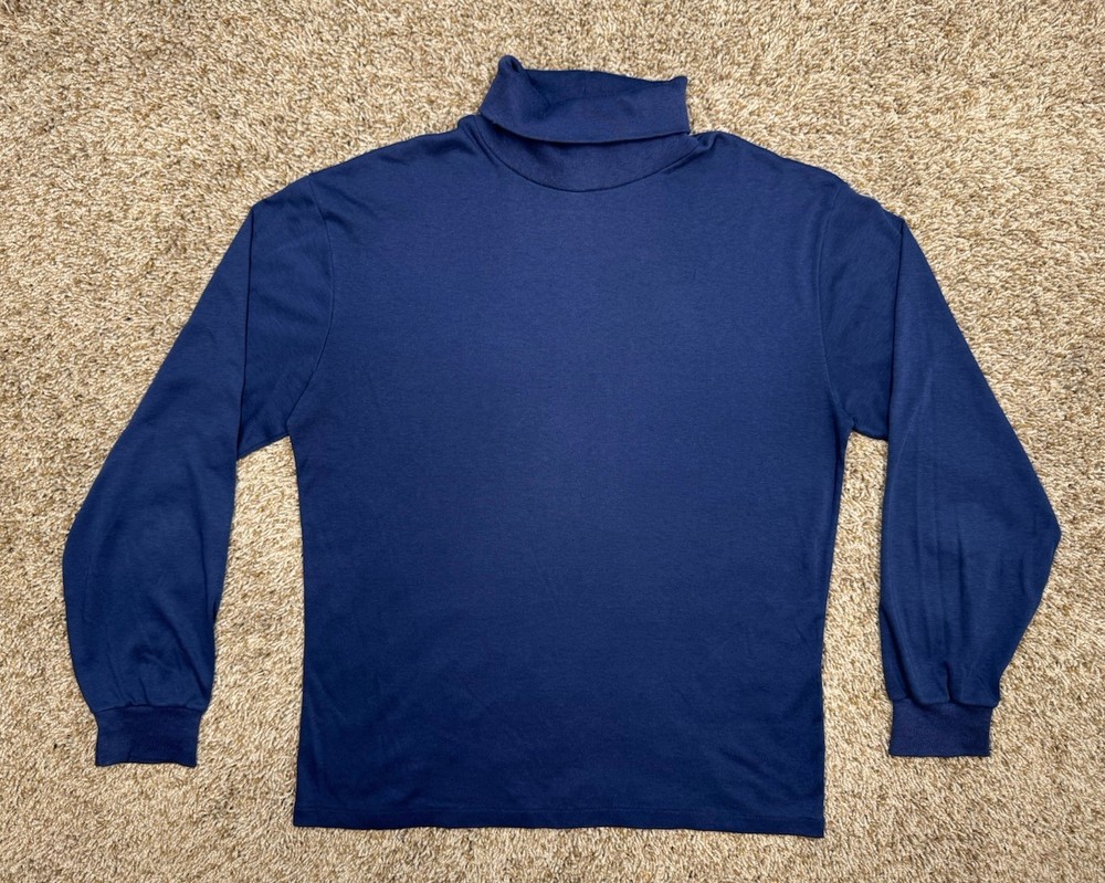 VTG 80s Wrangler Turtle Neck Shirt Men Large Distressed L/S Thrashed Made In USA