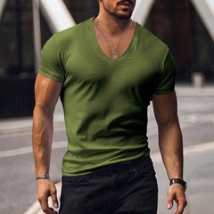 Mens Summer Tops Short Sleeve Muscle T Shirt Men Slim Fit V Neck Blouse Work Tee
