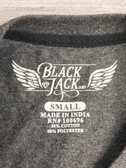 Black Jack Y2K Affliction Style Cross Wings Bleach Wash Graphic Tee Mens Small
