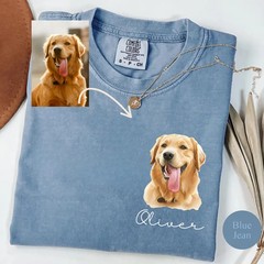 Custom Watercolor Pet Face Comfort Tee Personalized Dog Cat Portrait