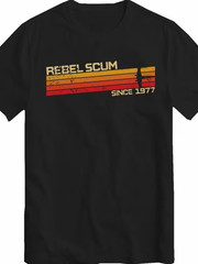 Men’s Vintage “REBEL SCUM SINCE 1977” T-Shirt – Retro Sci-Fi Graphic Tee with Bo
