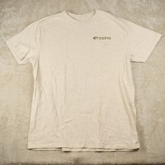 Costa Del Mar T-Shirt Mens XL Beige Logo Fishing Graphic Short Sleeve Cotton Tee