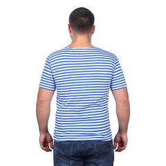 Men’s Striped Short Sleeved T-Shirt 100% Cotton Light Blue Original Telnyashka