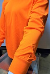 Safety Orange Long Sleeve Shirt With Hoodie, Polyester birdeye mesh fabric