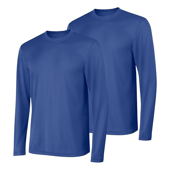 Hanes Sport Men’s Long-Sleeve T-Shirt Cool DRI Moisture-Wicking 2 Pack Large