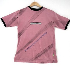 Bozo Ringer Shirt Mens Size 36 Italy Small Pink Contrast Trim Short Sleeve