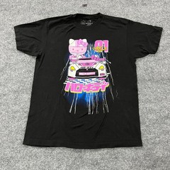 Hello Kitty T-Shirt Mens Size L Black Tokyo Speed JDM Racing Graphic Sanrio Tee