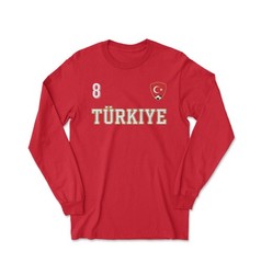 Turkiye Arda Guler 8 Soccer Inspired Jersey Style Long Sleeve T-Shirt