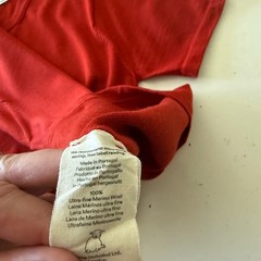 Sheep Inc Mens MEDIUM Ultra-Fine Merino Wool Knit T-Shirt Red Traceable Portugal