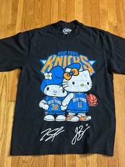 New York Knicks Karl-Anthony Towns Jalen Brunson Hello Kitty BLACK Shirt Unisex