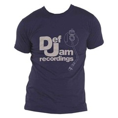 Def Jam Recordings T Shirt Logo and Stylus new Official Mens Navy Blue