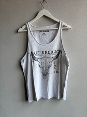VTG 00s y2k True Religion Washed Avant Garde Rhinstone T-Shirt Tank Top Tee